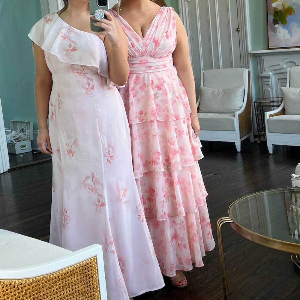 AW Bridal Floral Tiered Bridesmaid Dress